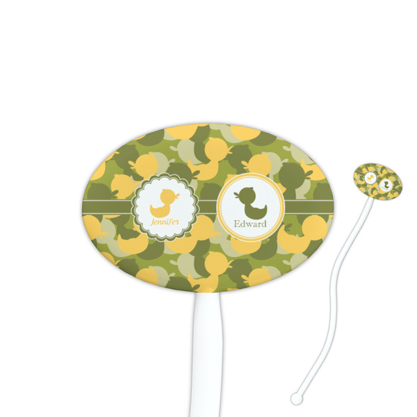 Custom Rubber Duckie Camo 7" Oval Plastic Stir Sticks - White - Double Sided (Personalized)