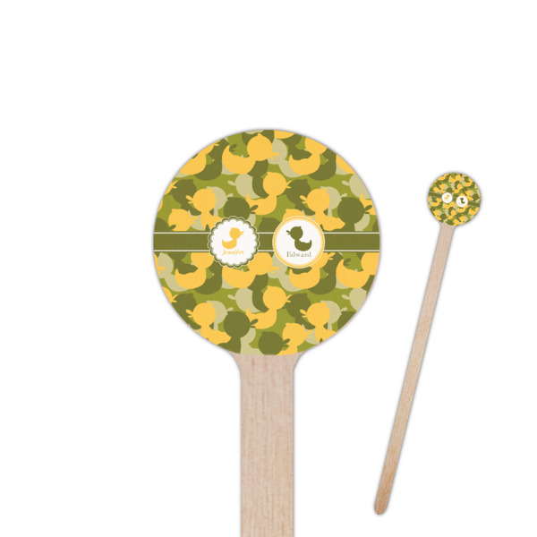 Custom Rubber Duckie Camo 7.5" Round Wooden Stir Sticks - Single Sided (Personalized)