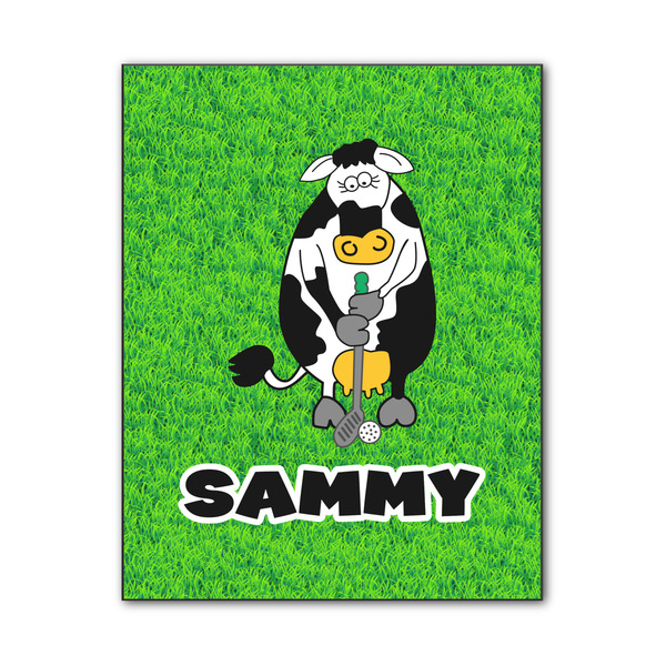 Custom Cow Golfer Wood Print - 11x14 (Personalized)