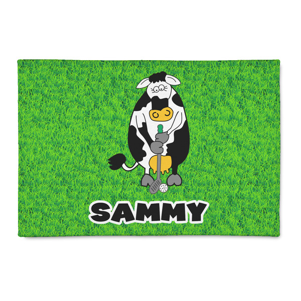 Custom Cow Golfer 2' x 3' Indoor Area Rug (Personalized)