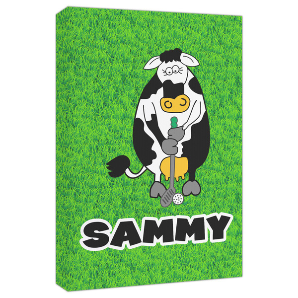 Custom Cow Golfer Canvas Print - 20x30 (Personalized)