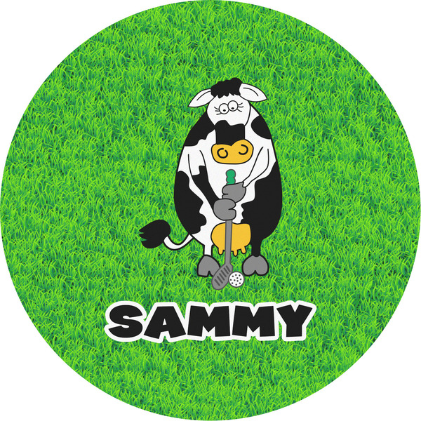 Custom Cow Golfer Multipurpose Round Labels - 5" (Personalized)