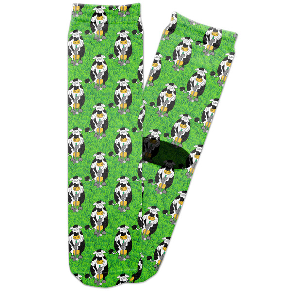 Custom Cow Golfer Adult Crew Socks