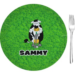 Cow Golfer Glass Appetizer / Dessert Plate 8" (Personalized)