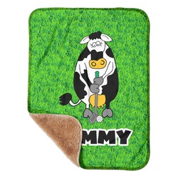 Cow Golfer Sherpa Baby Blanket - 30" x 40" w/ Name or Text