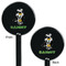 Cow Golfer Black Plastic 5.5" Stir Stick - Double Sided - Round - Front & Back