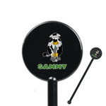 Cow Golfer 5.5" Round Plastic Stir Sticks - Black - Double Sided (Personalized)