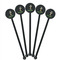 Cow Golfer Black Plastic 5.5" Stir Stick - Round - Fan View