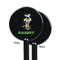 Cow Golfer Black Plastic 5.5" Stir Stick - Single Sided - Round - Front & Back