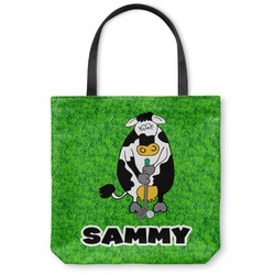 Cow Golfer Canvas Tote Bag - Medium - 16"x16" (Personalized)