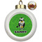 Cow Golfer Ceramic Christmas Ornament - Poinsettias (Front View)