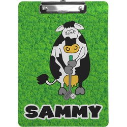 Cow Golfer Clipboard (Letter Size) (Personalized)