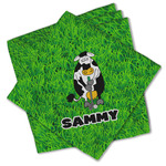 Cow Golfer Cloth Cocktail Napkins - Set of 4 w/ Name or Text