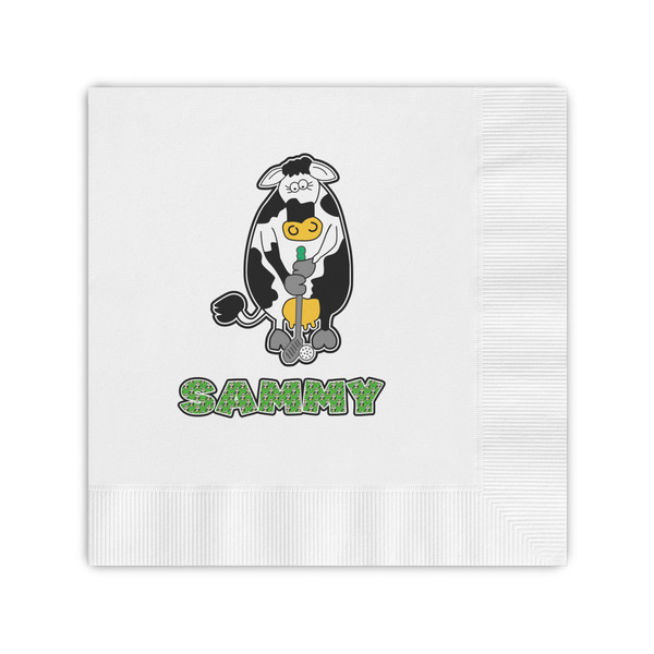 Custom Cow Golfer Coined Cocktail Napkins (Personalized)