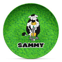 Cow Golfer Microwave Safe Plastic Plate - Composite Polymer (Personalized)