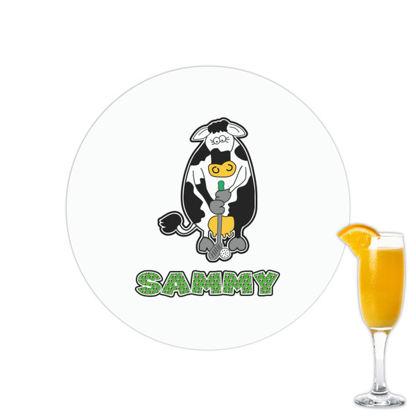 Custom Cow Golfer Printed Drink Topper - 2.15" (Personalized)