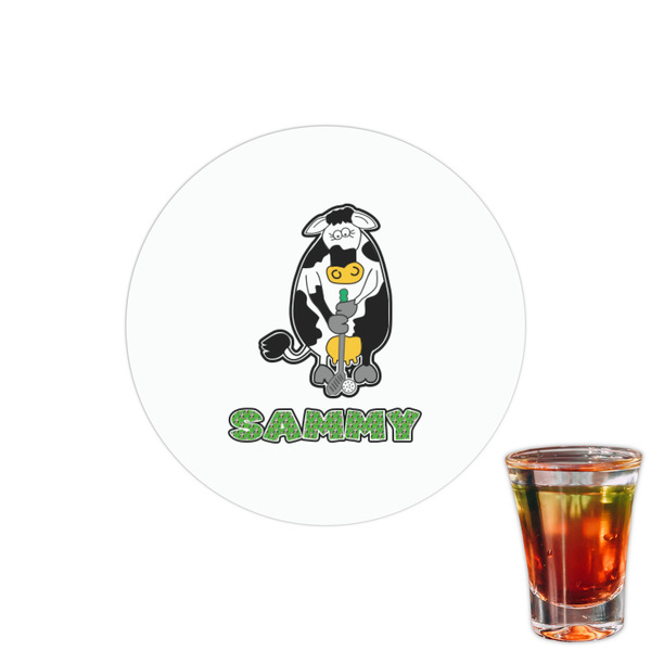 Custom Cow Golfer Printed Drink Topper - 1.5" (Personalized)