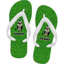 Cow Golfer Flip Flops - Large (Personalized)