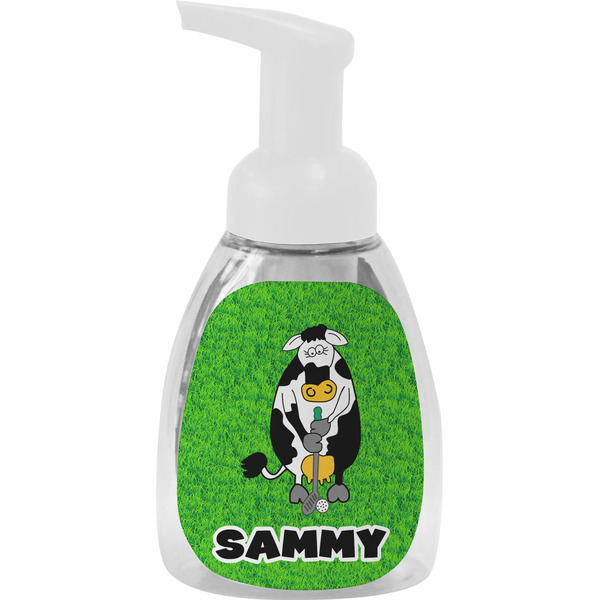 Custom Cow Golfer Foam Soap Bottle - White (Personalized)