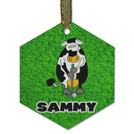 Cow Golfer Flat Glass Ornament - Hexagon w/ Name or Text