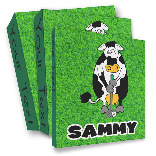 Custom Cow Golfer 3 Ring Binder - Full Wrap (Personalized)