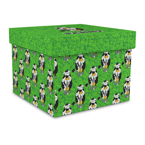 Custom Cow Golfer Gift Box with Lid - Canvas Wrapped - Large (Personalized)