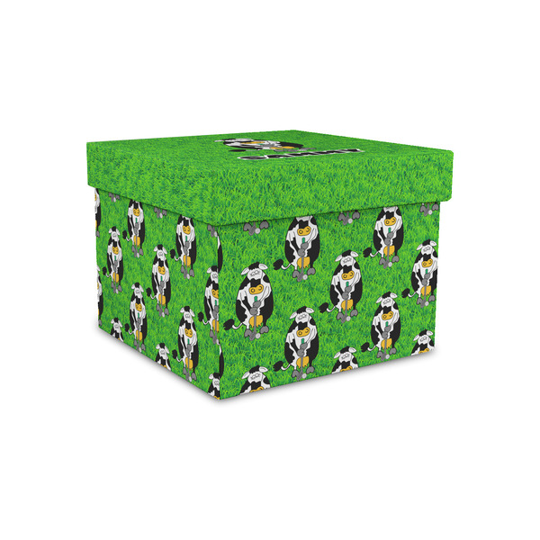 Custom Cow Golfer Gift Box with Lid - Canvas Wrapped - Small (Personalized)