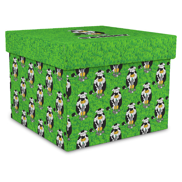 Custom Cow Golfer Gift Box with Lid - Canvas Wrapped - X-Large (Personalized)