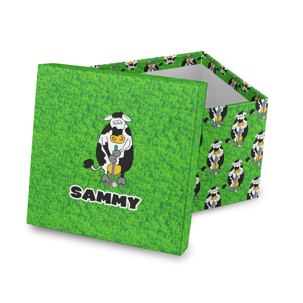 Custom Cow Golfer Gift Box with Lid - Canvas Wrapped (Personalized)