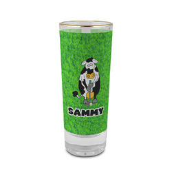 Cow Golfer 2 oz Shot Glass -  Glass with Gold Rim - Single (Personalized)