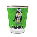 Cow Golfer Glass Shot Glass - 1.5 oz - with Gold Rim - Single (Personalized)