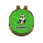 Cow Golfer Golf Ball Marker - Hat Clip - Gold