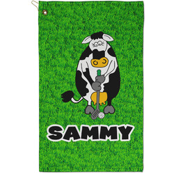 Cow Golfer Golf Towel - Poly-Cotton Blend - Small w/ Name or Text