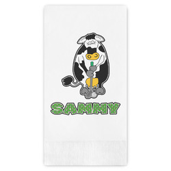 Cow Golfer Guest Napkins - Full Color - Embossed Edge (Personalized)