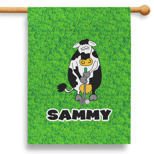 Custom Cow Golfer 28" House Flag - Double Sided (Personalized)