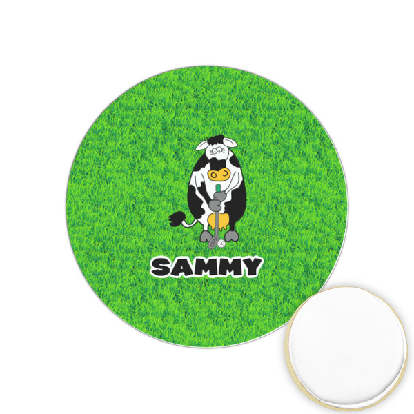 Custom Cow Golfer Printed Cookie Topper - 1.25" (Personalized)