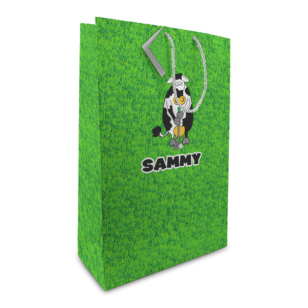 Custom Cow Golfer Large Gift Bag (Personalized)