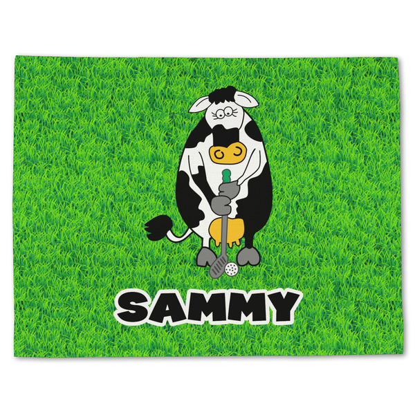 Custom Cow Golfer Single-Sided Linen Placemat - Single w/ Name or Text