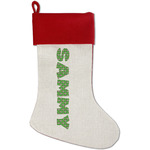 Cow Golfer Red Linen Stocking (Personalized)