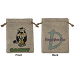 Cow Golfer Medium Burlap Gift Bag - Front & Back (Personalized)