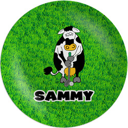 Cow Golfer Melamine Salad Plate - 8" (Personalized)