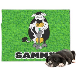 Cow Golfer Dog Blanket - Large (Personalized)