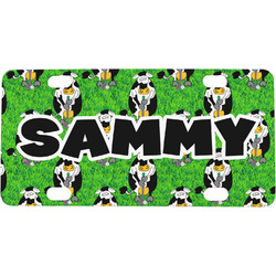 Cow Golfer Mini / Bicycle License Plate (4 Holes) (Personalized)