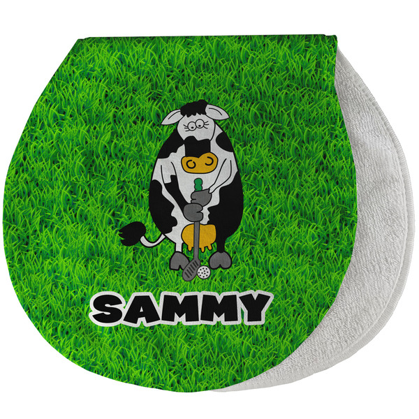 Custom Cow Golfer Burp Pad - Velour w/ Name or Text