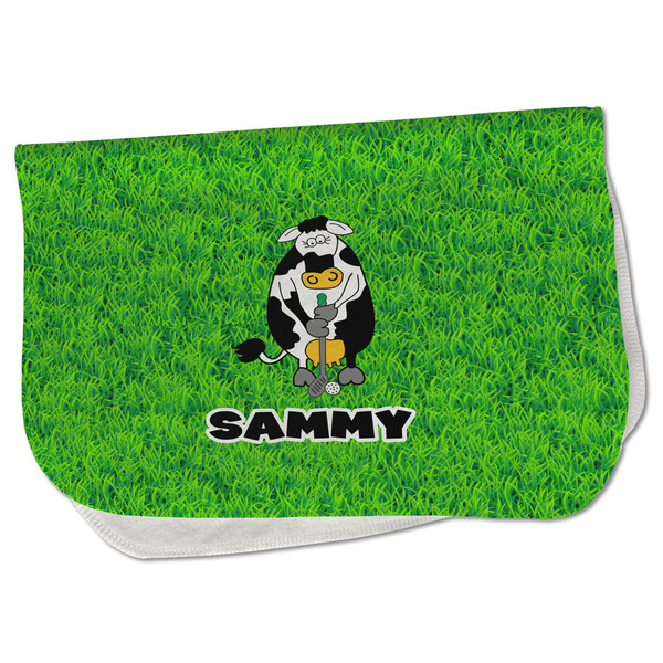 Custom Cow Golfer Burp Cloth - Fleece w/ Name or Text