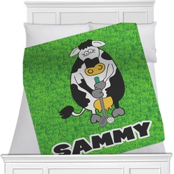 Cow Golfer Minky Blanket - Twin / Full - 80"x60" - Single Sided (Personalized)