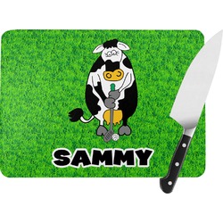 Cow Golfer Rectangular Glass Cutting Board (Personalized)