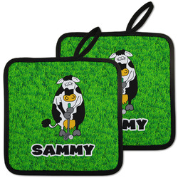Cow Golfer Pot Holders - Set of 2 w/ Name or Text