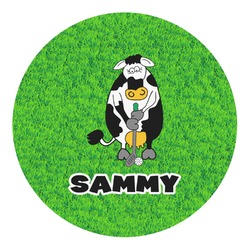 Cow Golfer Round Decal - Medium (Personalized)