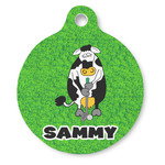 Cow Golfer Round Pet ID Tag (Personalized)